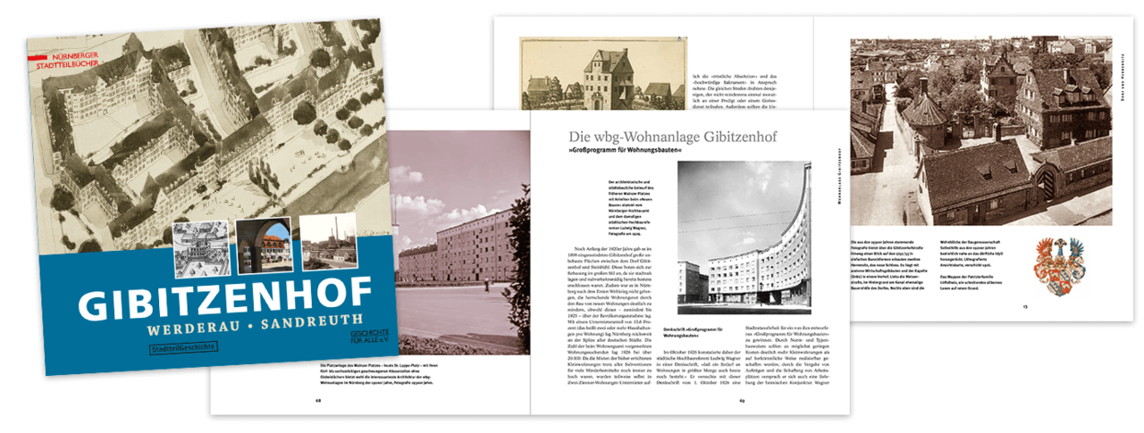 Cover und ausgewählte Seiten der Publikation 'Gibitzenhof'
