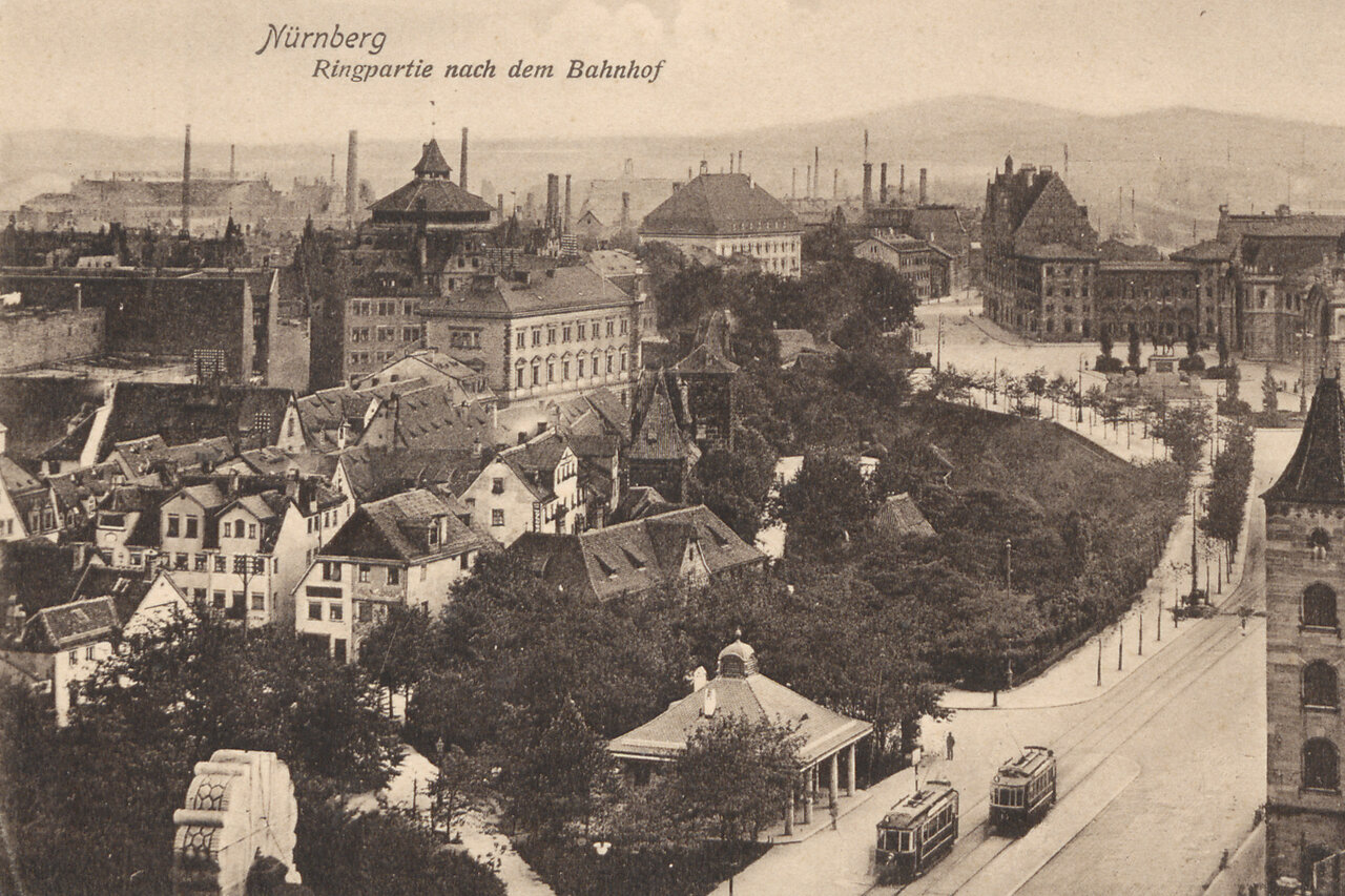 Historische Postkarte mit Nürnberger Stadtansicht