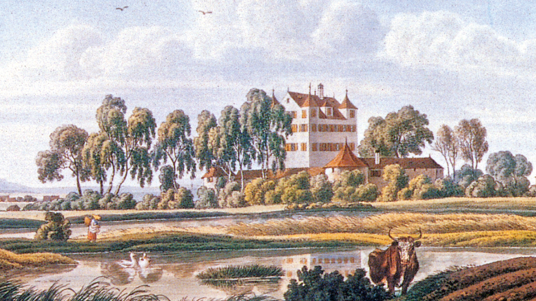 Kolorierte Radierung des Hummelsteiner Schlosses (1812) © Museen der Stadt Nürnberg, Graphische Sammlung Hummelstein, Hummelsteiner Schloss, Stadtrundgang, Geschichte Für Alle e. V., Stadtführungen, Nürnberg, Nürnberger Süden, Neulichtenhof